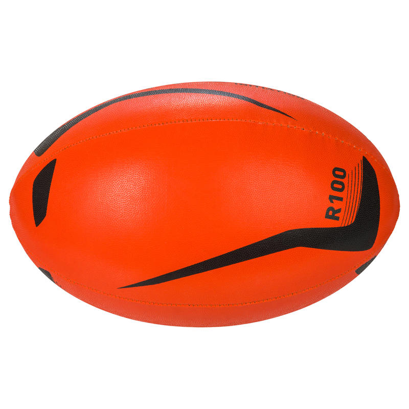 R100 Size 4 Rugby Ball Orange Decathlon