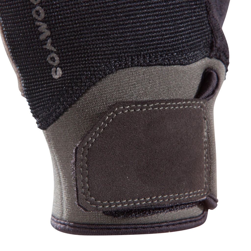 Trainingshandschuhe 500 Krafttraining Klettverschluss schwarz/kaki
