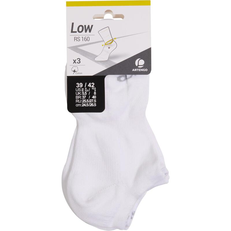 CHAUSSETTES DE SPORT BASSES ARTENGO RS 160 BLANCHES LOT DE 3