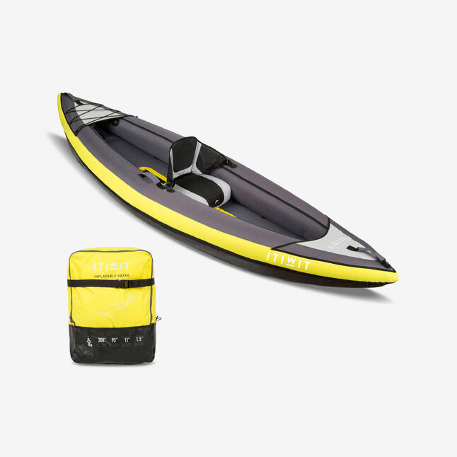 INFLATABLE TOURING KAYAK 1 PLACE YELLOW ITIWIT Decathlon
