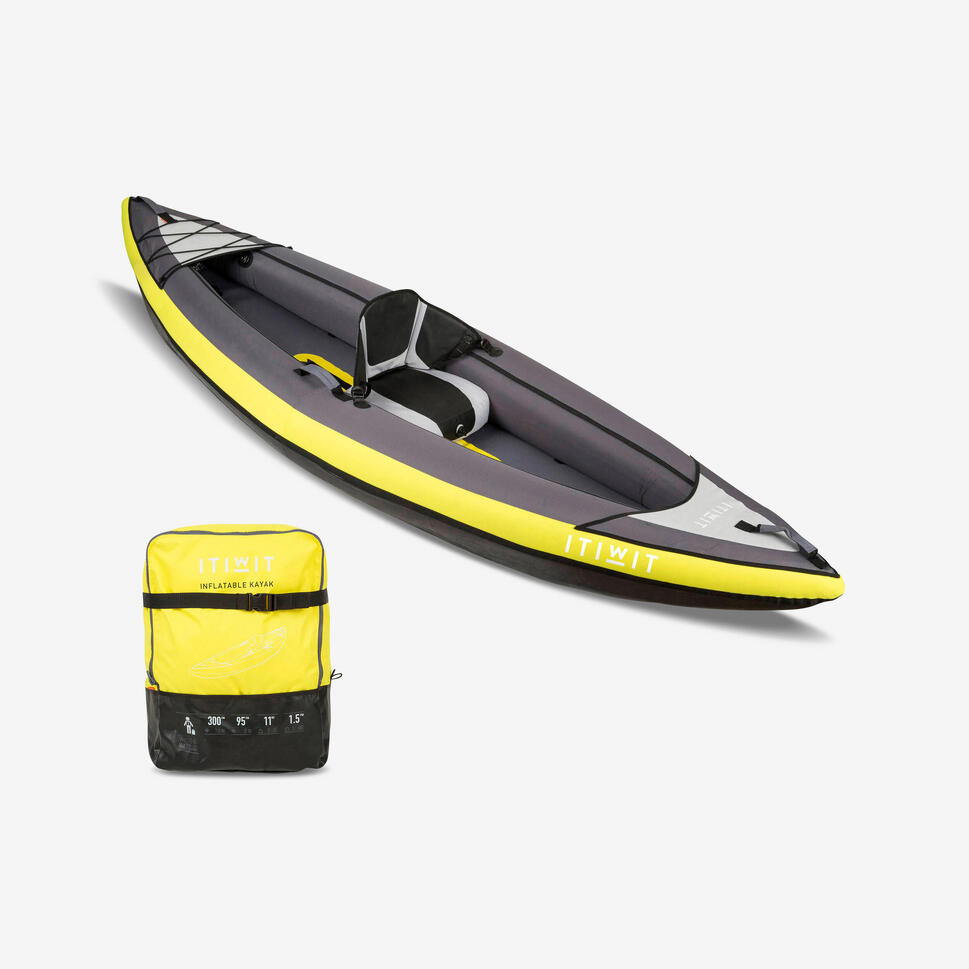 INFLATABLE TOURING KAYAK 1 PLACE YELLOW ITIWIT Decathlon