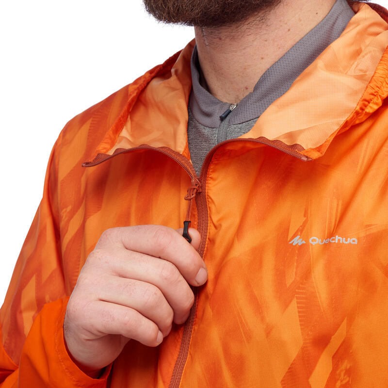 Veste coupe vent de randonnée rapide Homme FH500 Helium wind Orange