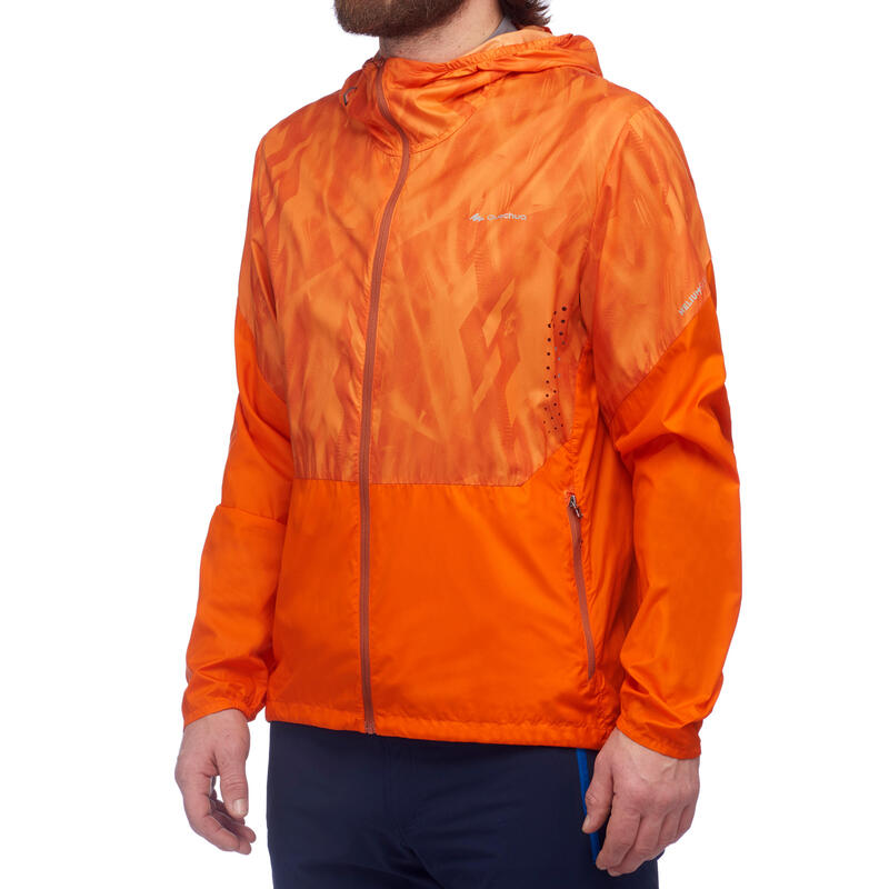 Veste coupe vent de randonnée rapide Homme FH500 Helium wind Orange