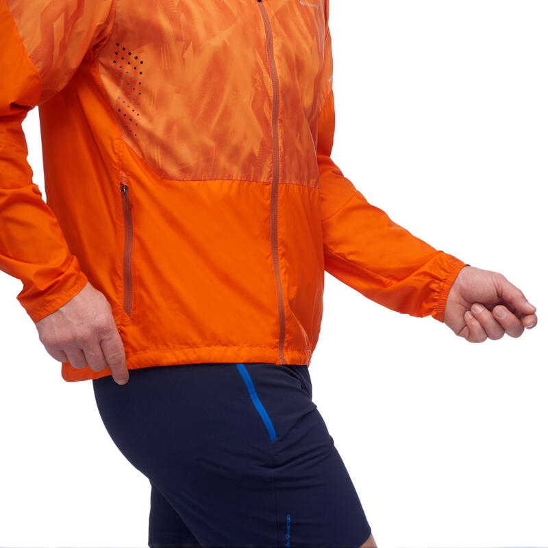 Veste coupe vent de randonnée rapide Homme FH500 Helium wind Orange