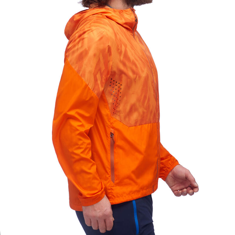 Veste coupe vent de randonnée rapide Homme FH500 Helium wind Orange
