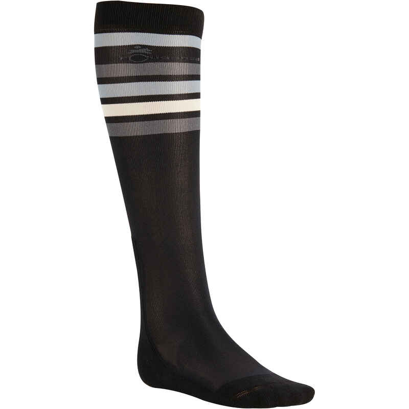 Adult Horse Riding Socks SKS100 - Black/White and Grey Stripes