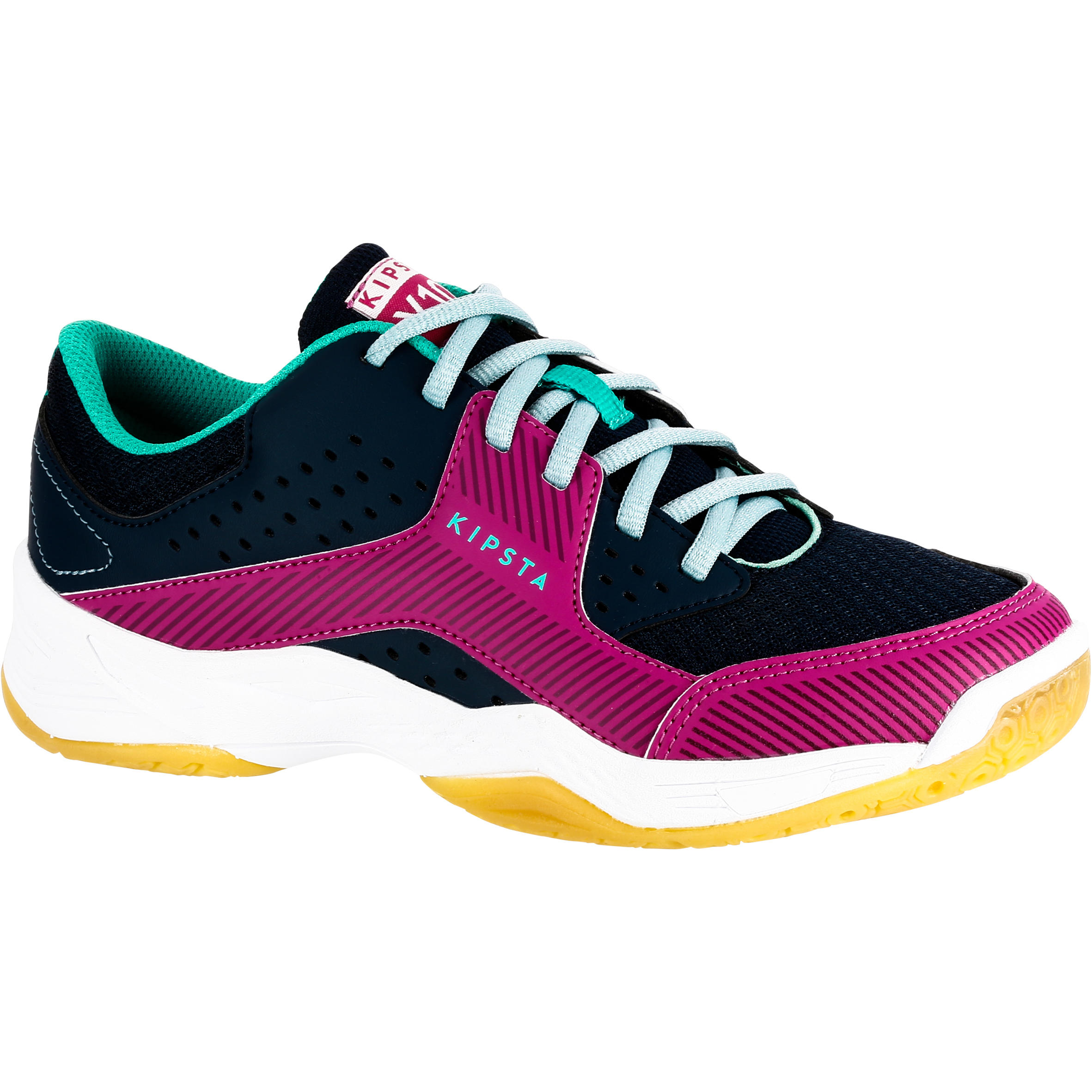 Zapatillas de Voleibol Allsix V100 Cordones niña azul y rosa