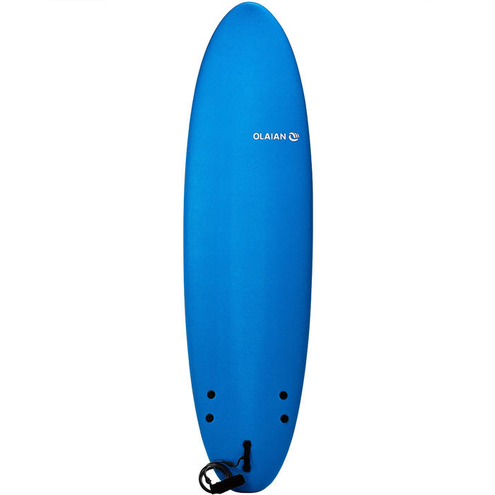 Olaian Soft Top Surfboard 100 7'. Geleverd met een leash en 3 vinnen