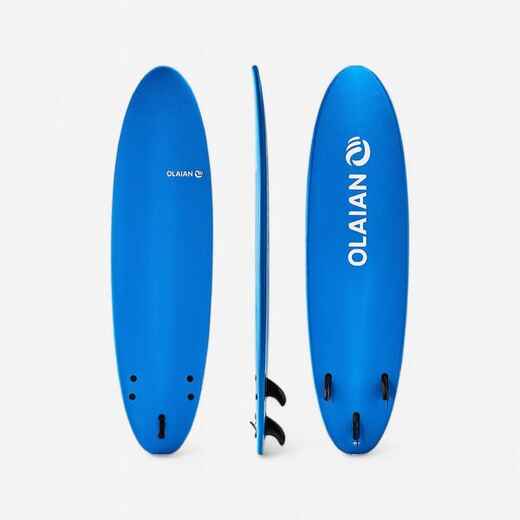 
      Olaian 100, 7' Foam Surfboard with Leash and 3 Fins
  