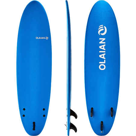 Penasta deska za deskanje na valovih s tremi smerniki in vrvico SURF 100 (7”) 