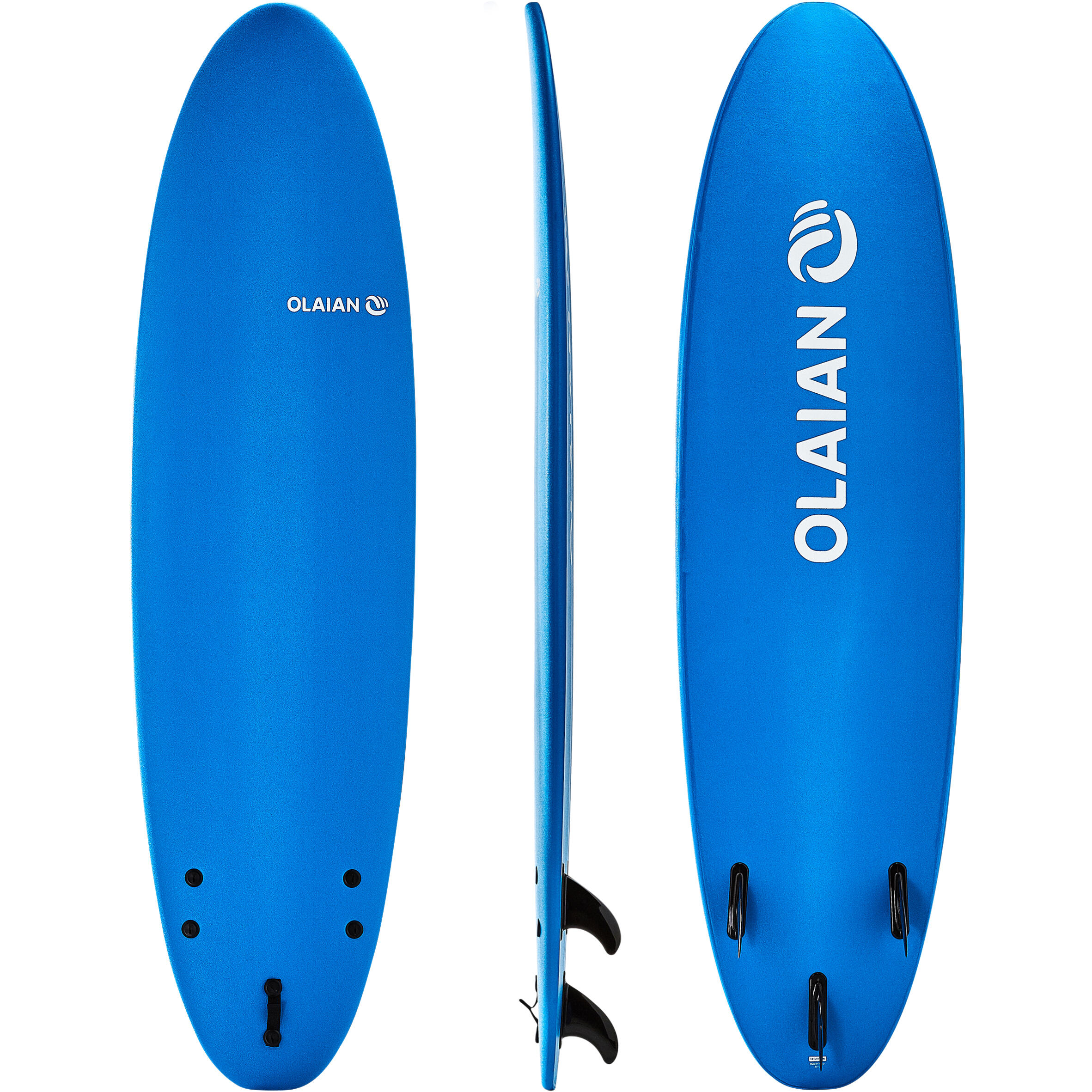 Placă spumă surf 100 7′ leash + 3 înotătoare decathlon.ro