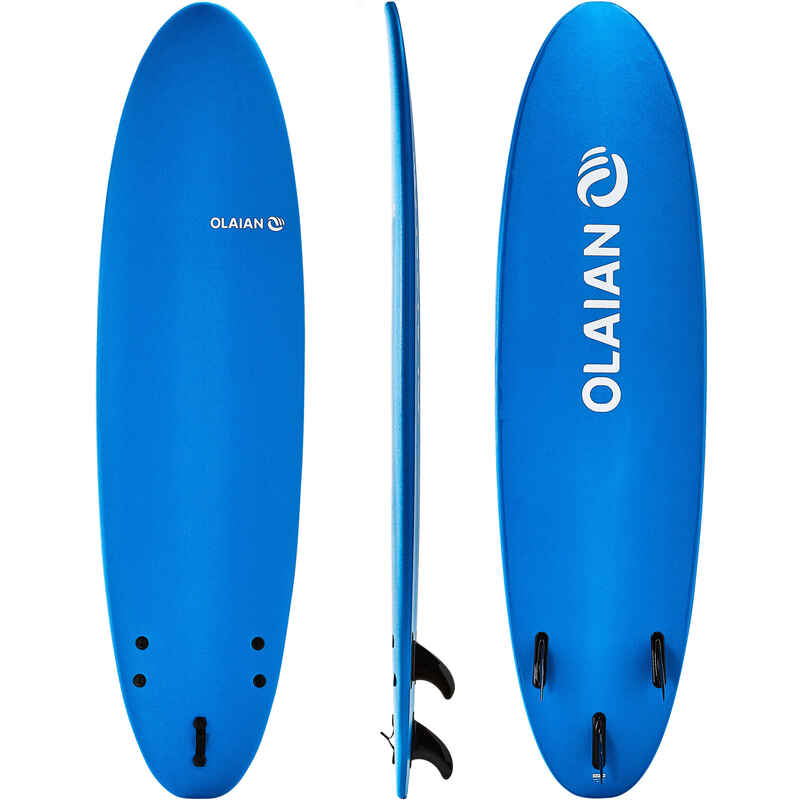 Surfboard Schaumstoff 100 7' inkl. Leash und 3 Finnen Media 1