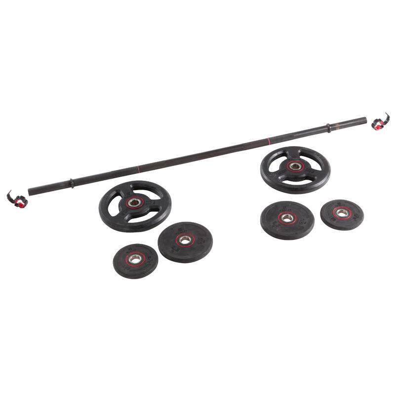 Kit Barra/Pesas Musculación 20 kg 1,30 m 28 mm