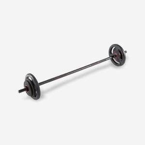 Kit Barra 1,30 m 28 mm + Pesas Musculación Hierro Parcialmente Reciclado 20 kg