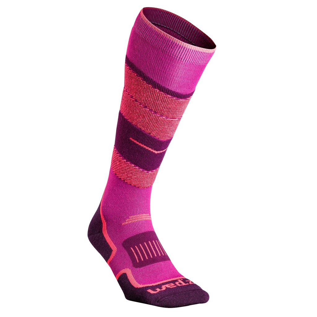 Κάλτσες ενηλίκων για σκι 300-Ροζ