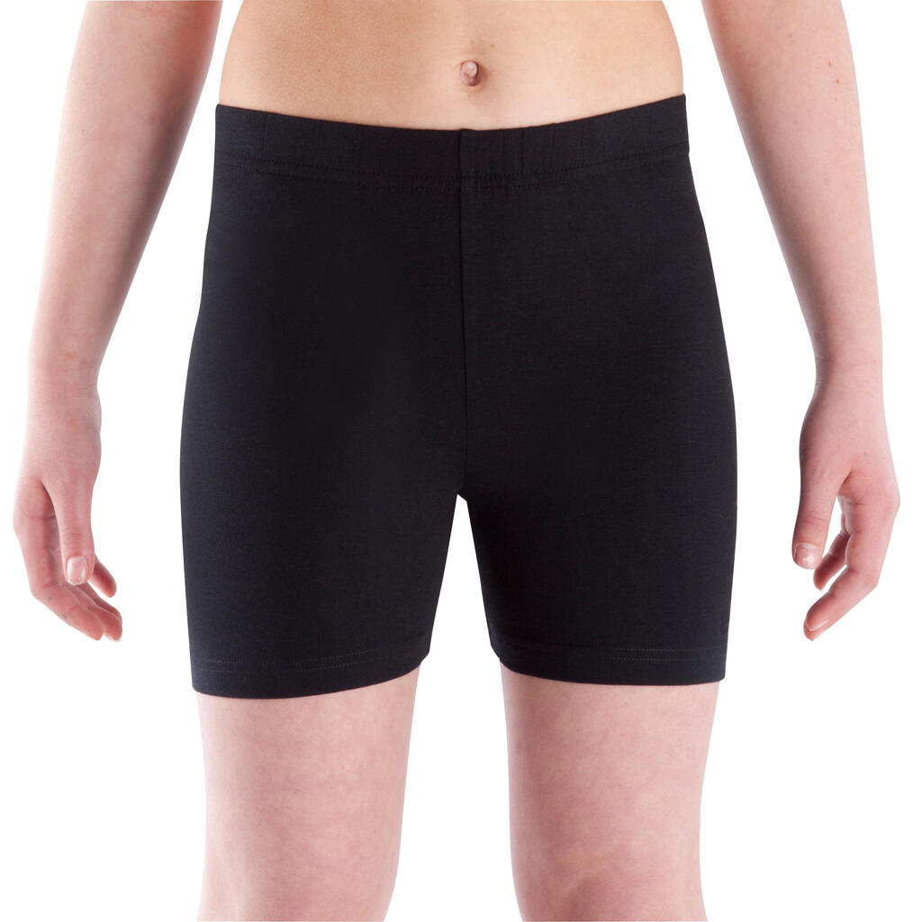 Girls' Multisport Short Cotton Shorts - Black