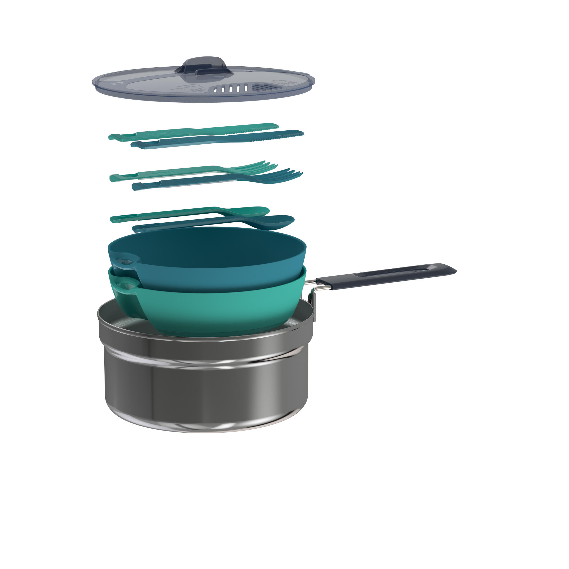 MH 100 Stainless Hiking Camp Cookset 2P  - QUECHUA
