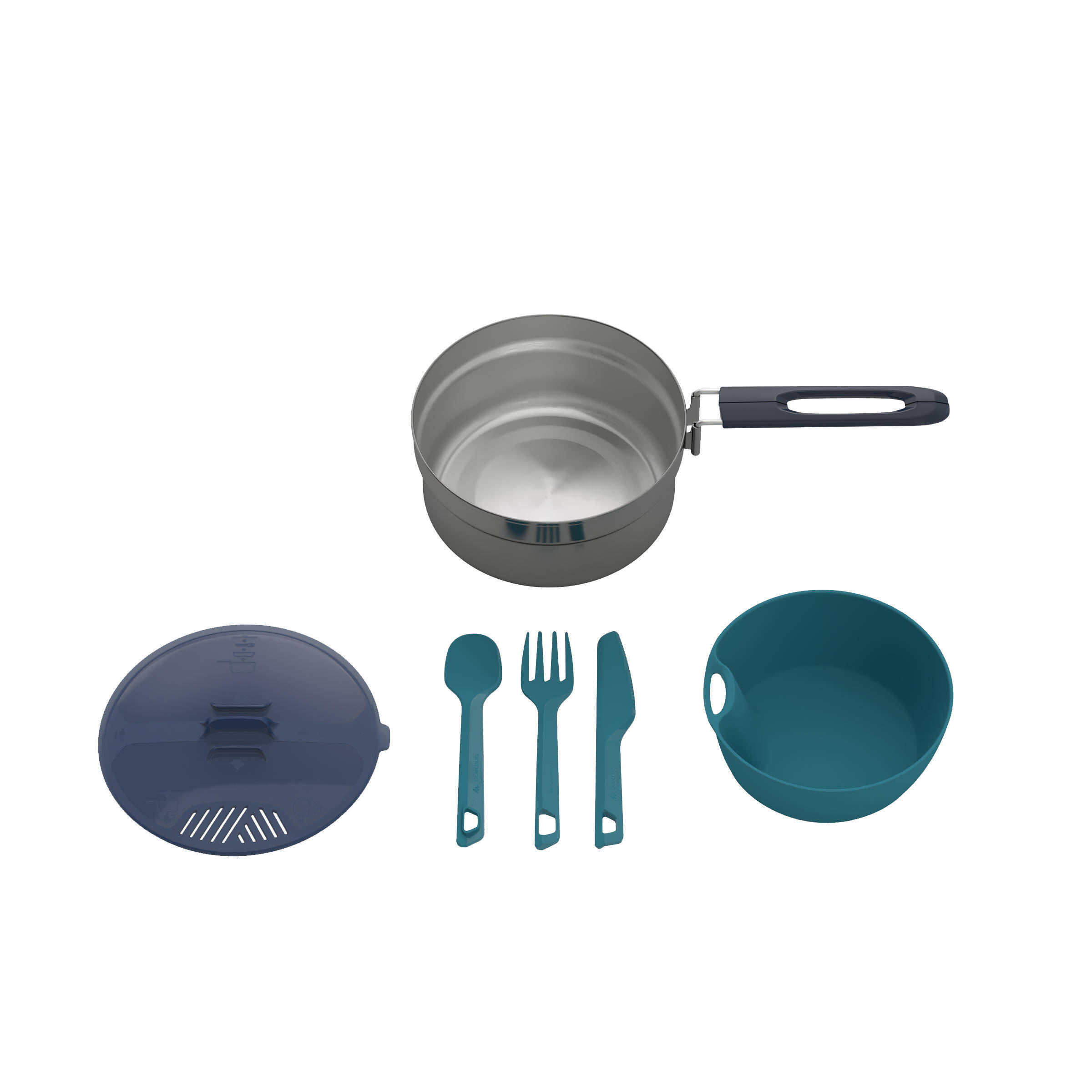 Camping Cookset Stainless Steel MH100 1 Person (1.1L) -  3