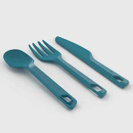 Camping and bivouacking cooking set in stainless steel 100 - 1 person - 6 items.