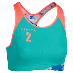 Brassière de beach-volley BV 500 verte réversible