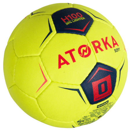 Гандбольний м'яч H100 Soft, розмір 0 - Жовтий/Рожевий