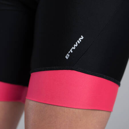 500 Women's Bibless Cycling Shorts - Black/Pink