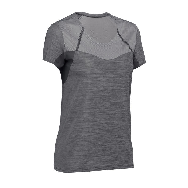 T-shirt manches courtes de randonnée rapide Femme FH500 Helium Noir