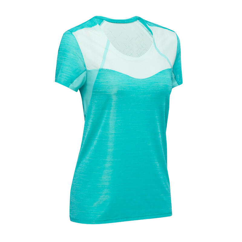 T-shirt manches courtes de randonnée rapide Femme FH500 Helium Turquoise