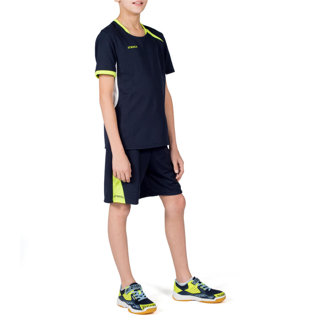 H100 Kids' Handball Jersey - Navy Blue/Yellow