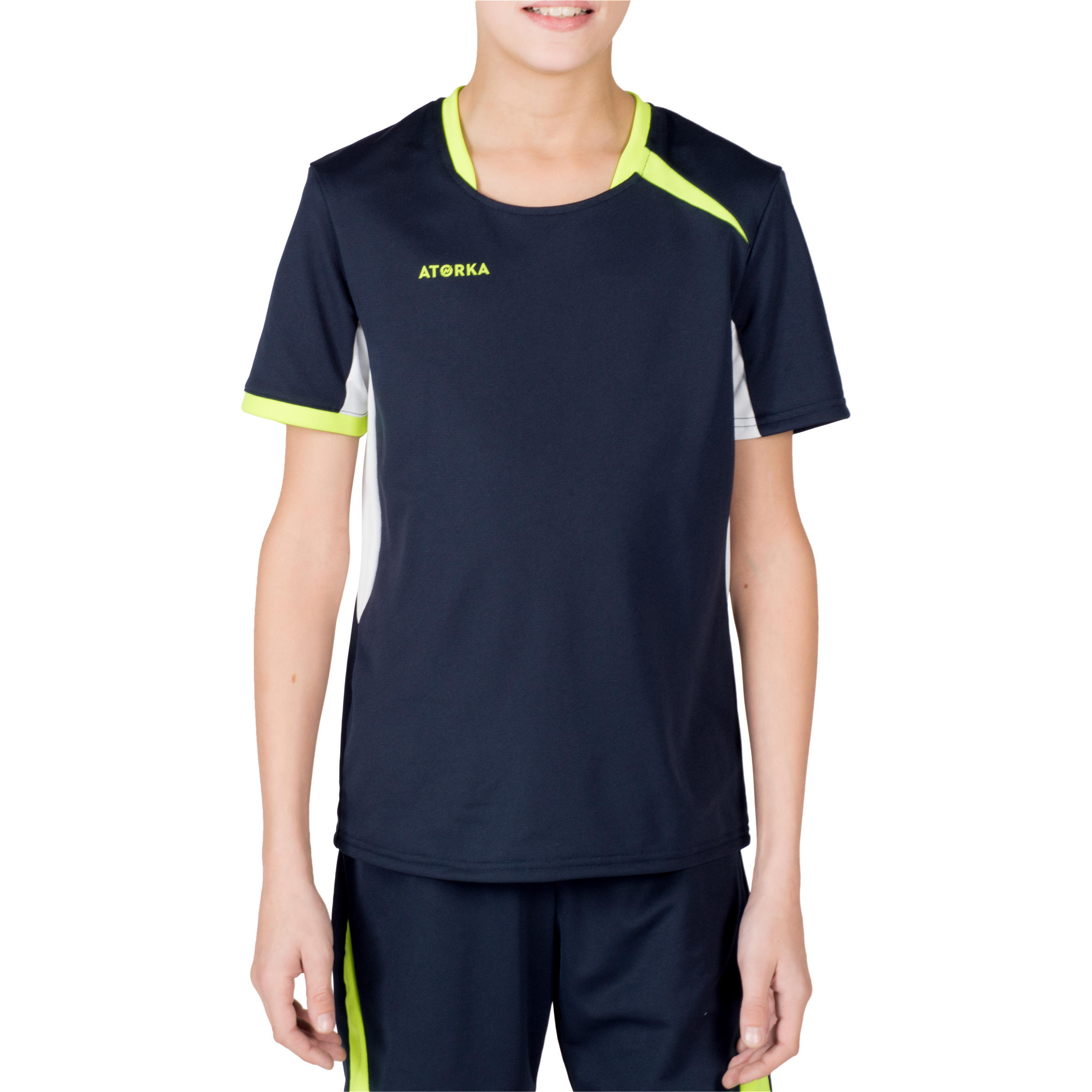 H100 Kids' Handball Jersey - Navy Blue/Yellow 3/10