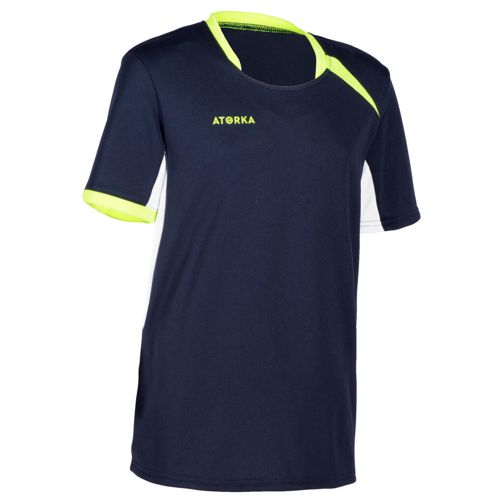 H100 Kids' Handball Jersey - Navy Blue/Yellow