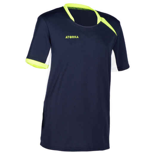 
      H100 Kids' Handball Jersey - Navy Blue/Yellow
  