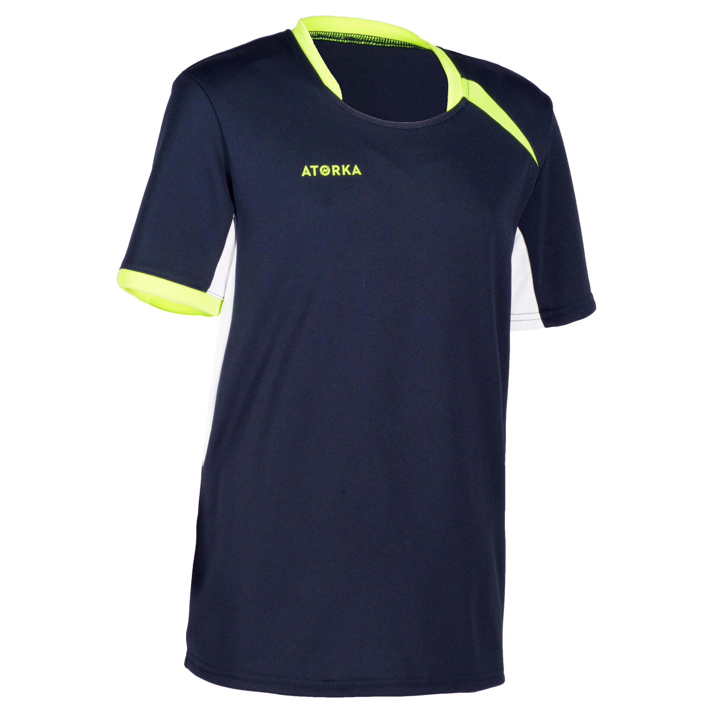 ATORKA H100 Kids' Handball Jersey - Navy Blue/Yellow