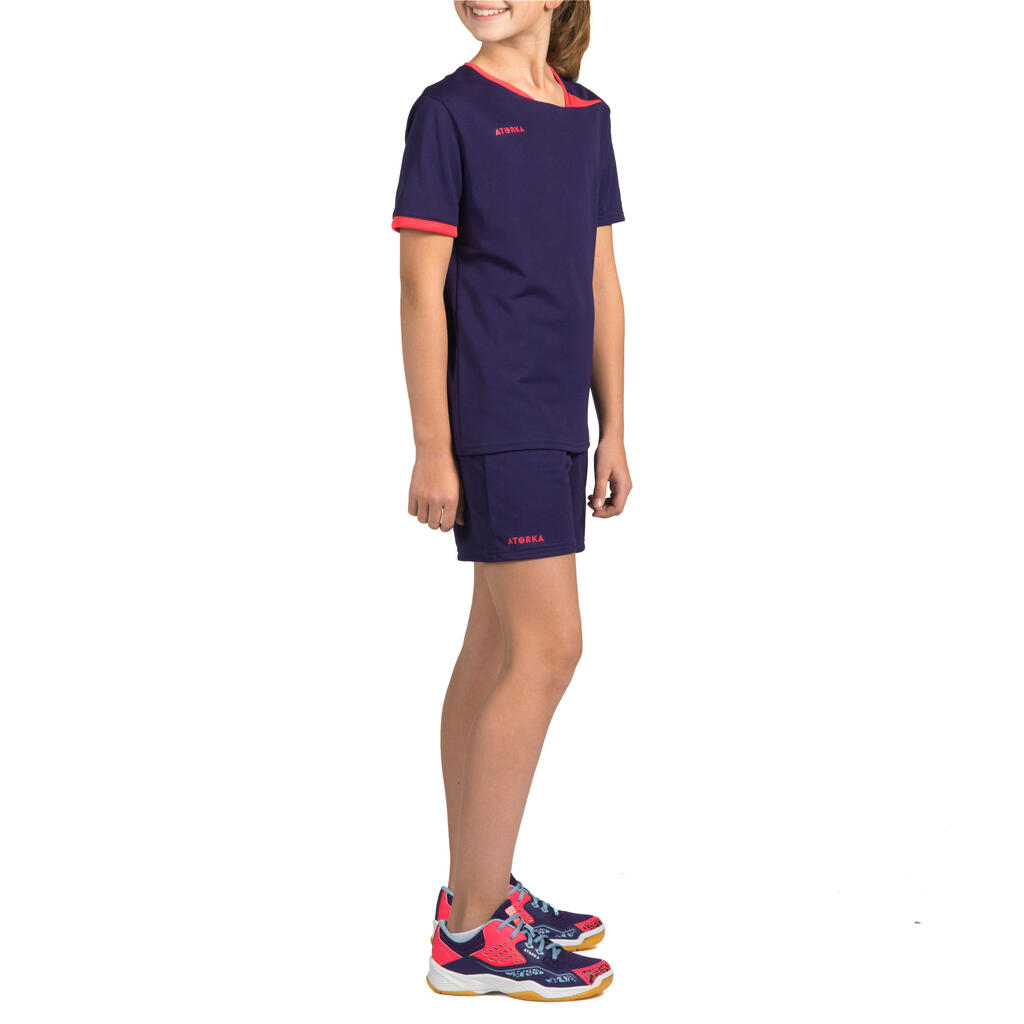 H100 Kids' Handball Shorts - Purple/Pink