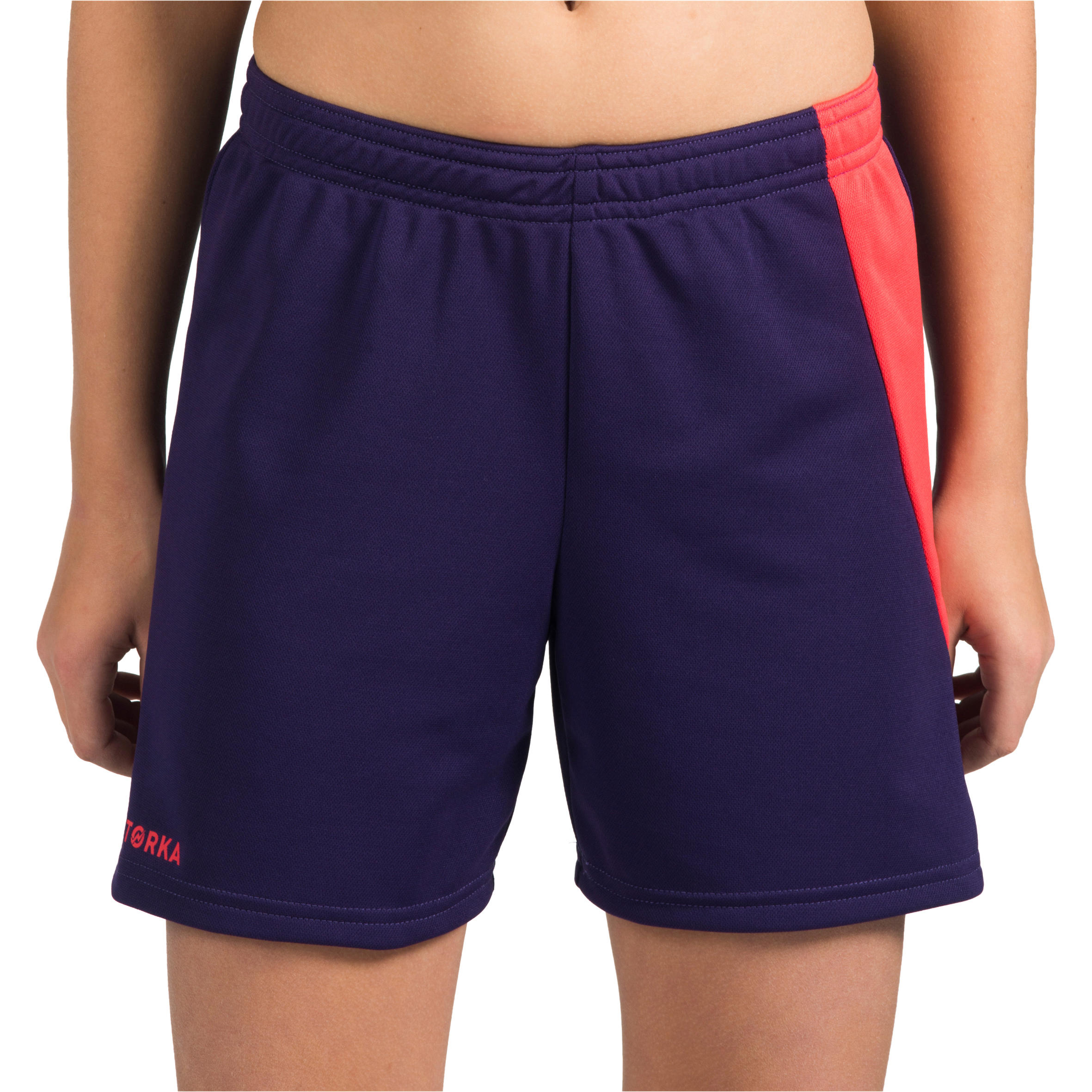 H100 Kids' Handball Shorts - Purple/Pink 7/11