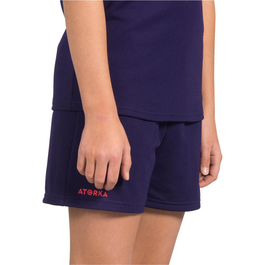 H100 Kids' Handball Shorts - Purple/Pink