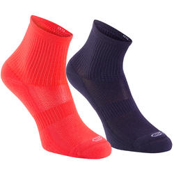 Chaussettes Athlétisme Enfant Confort Tige haute lot de 2 violet rose corail