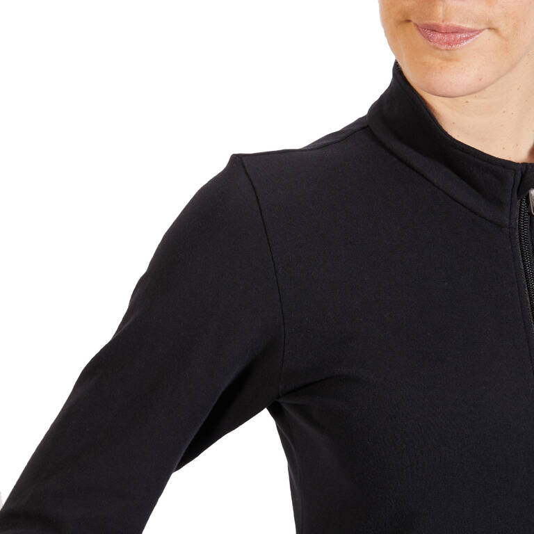 Decathlon Women's Straight-Cut Zipped Sweatshirt With Pocket 100 - Black @  Best Price Online