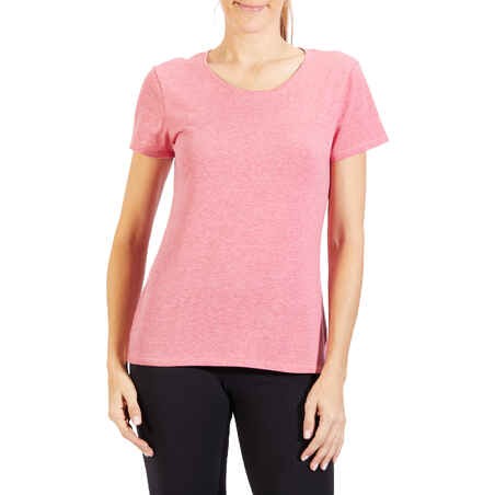 500 Women's Regular-Fit Gym T-Shirt - Mottled Dark Pink