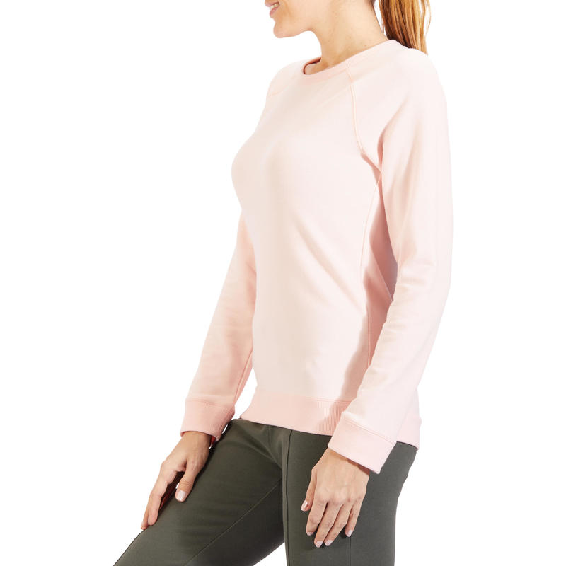 Women's Training Sweatshirt 100 Pale Pink Decathlon