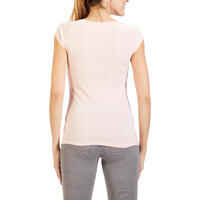 500 Women's Slim-Fit Pilates & Gentle Gym T-Shirt - Light Pink