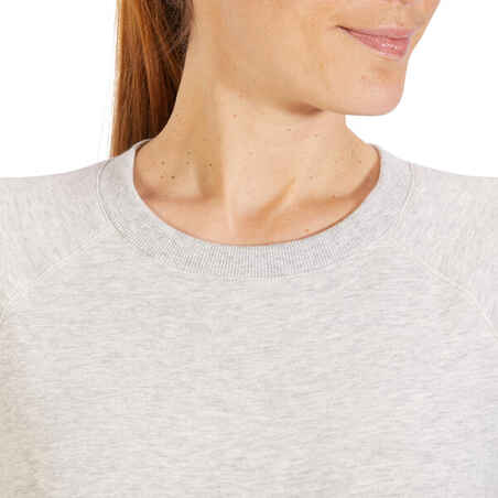 500 Women's Gentle Gym Sweatshirt - Mottled Light Grey