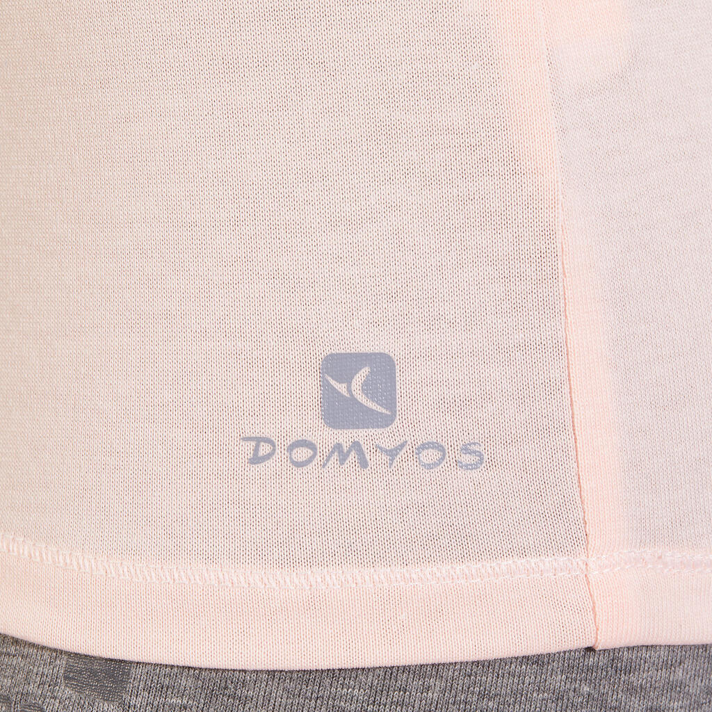 Women's Slim-Fit Gentle Gym & Pilates T-Shirt 500 - Pink