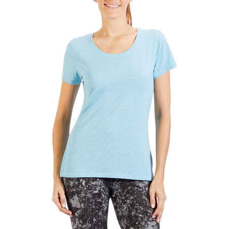 500 Regular-Fit Pilates & Gentle Gym T-Shirt - Blue