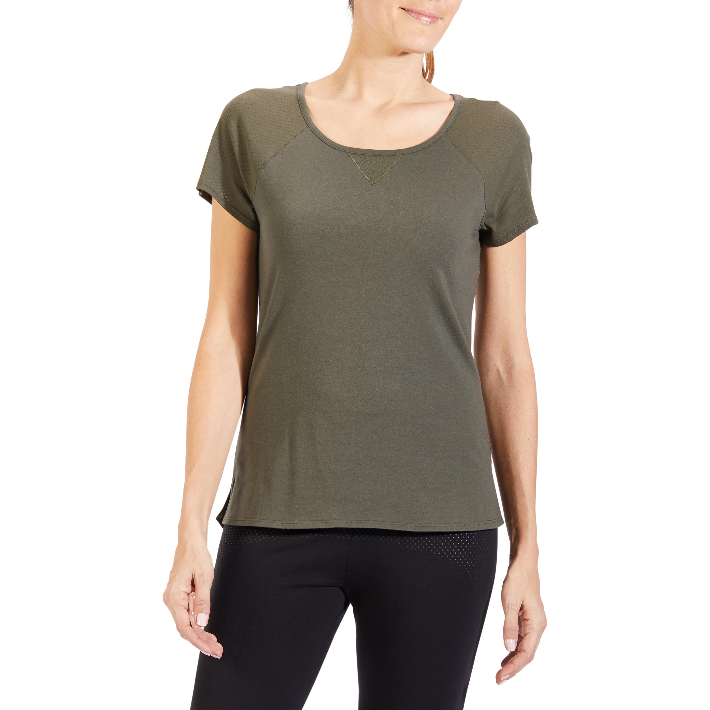 

900 Women's Half-Sleeved Gym & Pilates T-Shirt - Khaki