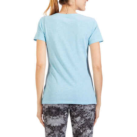 500 Regular-Fit Pilates & Gentle Gym T-Shirt - Blue