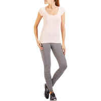 500 Women's Slim-Fit Pilates & Gentle Gym T-Shirt - Light Pink