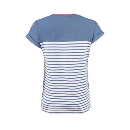 T-Shirt Manches courtes - marinière de voile Sailing 100 Femme Bleu gris