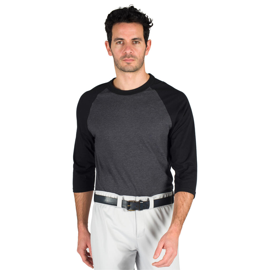 Baseball-Shirt BA 550 ¾-Arm Erwachsene dunkelgrau