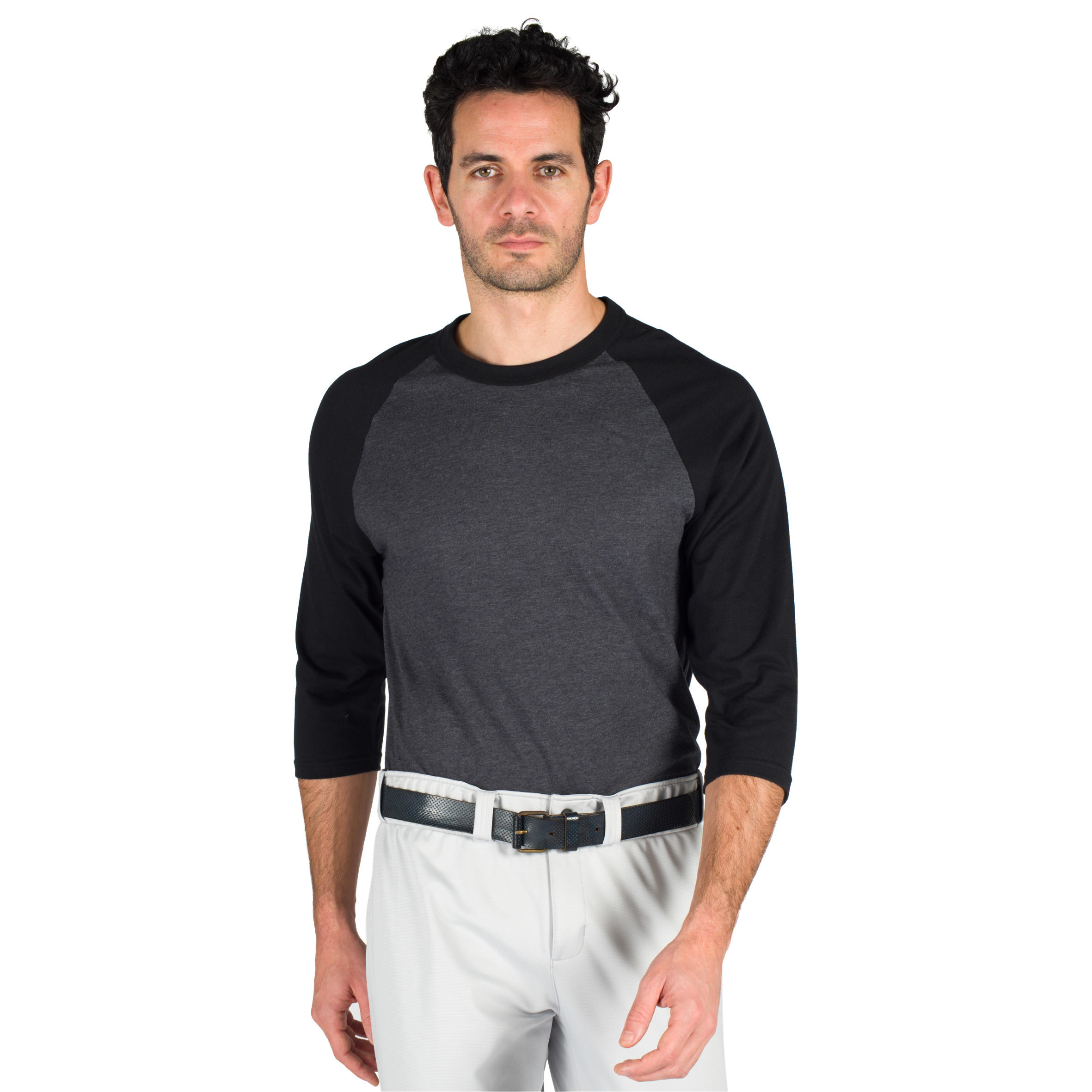 Camiseta de béisbol para adultos 3/4 BA 550 Gris oscuro gris - Decathlon